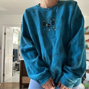 Blue Tie Dye Ghibli Women Sweatshirt